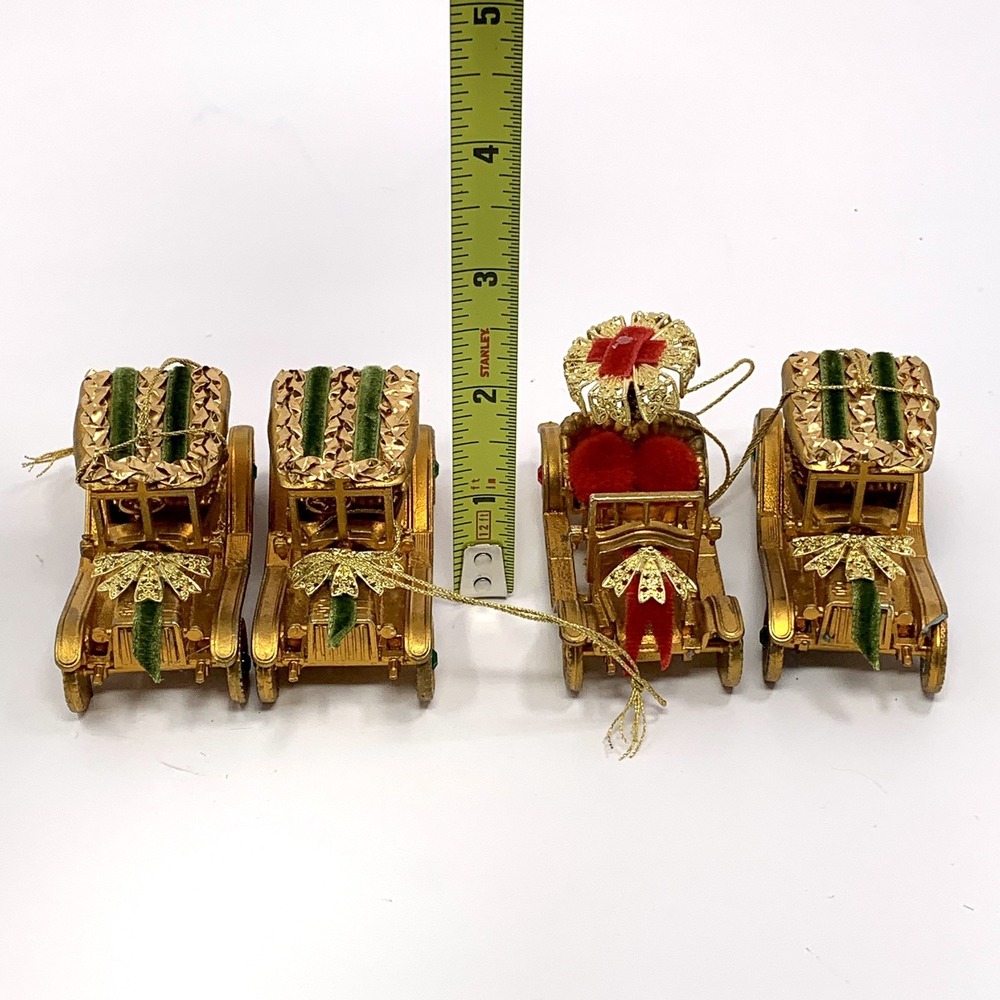 Lot 4 Vintage Koestel Maxwell & Renault Golden Jeweled Car Ornaments W Germany - Picture 10 of 13